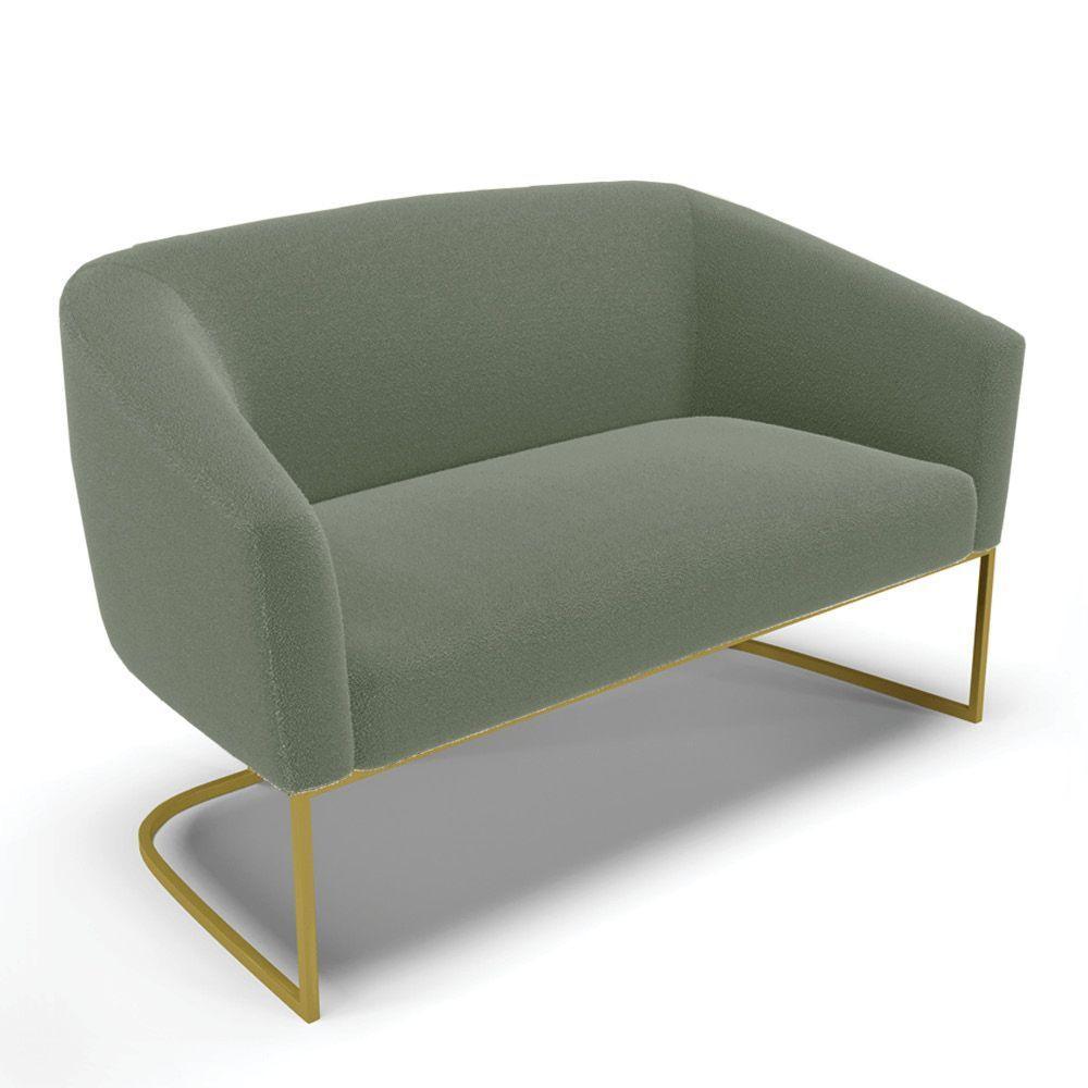 Sofá Namoradeira 2 Lugares Industrial Dourado Stella Bouclê Menta D03 - D'rossi - 1