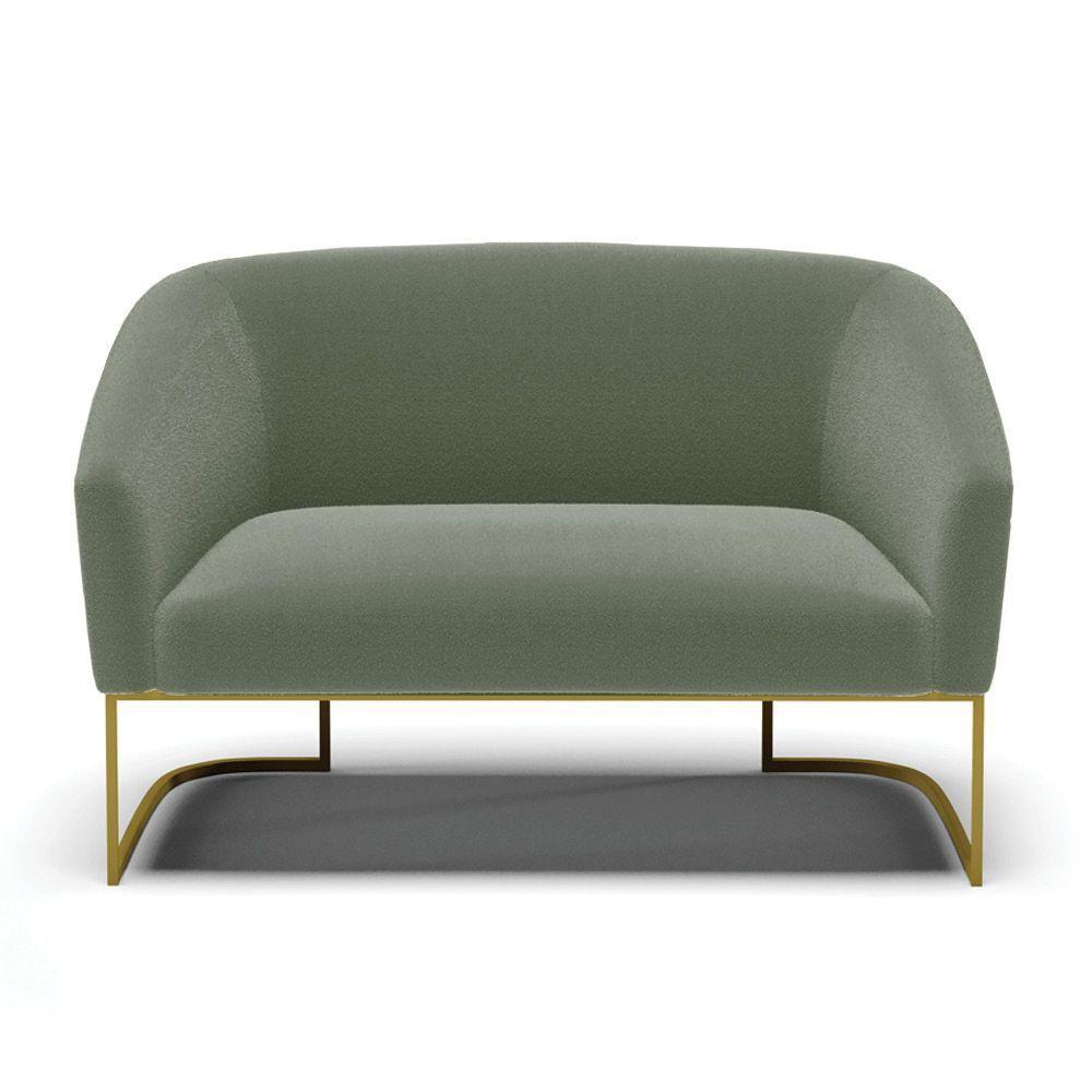 Sofá Namoradeira 2 Lugares Industrial Dourado Stella Bouclê Menta D03 - D'rossi - 2