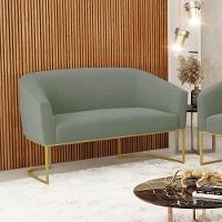 Sofá Namoradeira 2 Lugares Industrial Dourado Stella Bouclê Menta D03 - D'rossi - 5