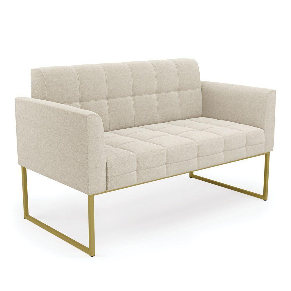 Sofá Namoradeira 2 Lugares Industrial Dourado Elisa Bouclê D03 - D'rossi Cor Bege - 1
