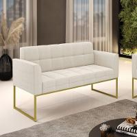 Sofá Namoradeira 2 Lugares Industrial Dourado Elisa Bouclê D03 - D'rossi Cor Bege - 6