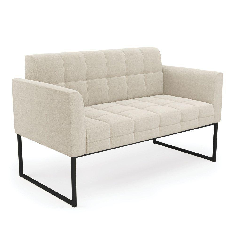 Sofá Namoradeira 2 Lugares Industrial Preto Elisa Bouclê D03 - D'rossi Cor Bege - 1