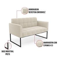 Sofá Namoradeira 2 Lugares Industrial Preto Elisa Bouclê D03 - D'rossi Cor Bege - 5