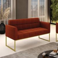 Sofá Namoradeira 2 Lugares Industrial Dourado Elisa Bouclê D03 - D'rossi Cor Terra - 5