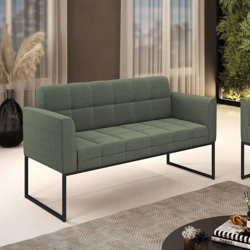 Sofá Namoradeira 2 Lugares Industrial Preto Elisa Bouclê D03 - D'rossi Cor Menta - 1