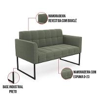 Sofá Namoradeira 2 Lugares Industrial Preto Elisa Bouclê D03 - D'rossi Cor Menta - 6