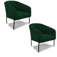 Poltrona Decorativa Pé De Ferro Preto Kit 2 Stella Bouclê Verde D03 - D'rossi - 6