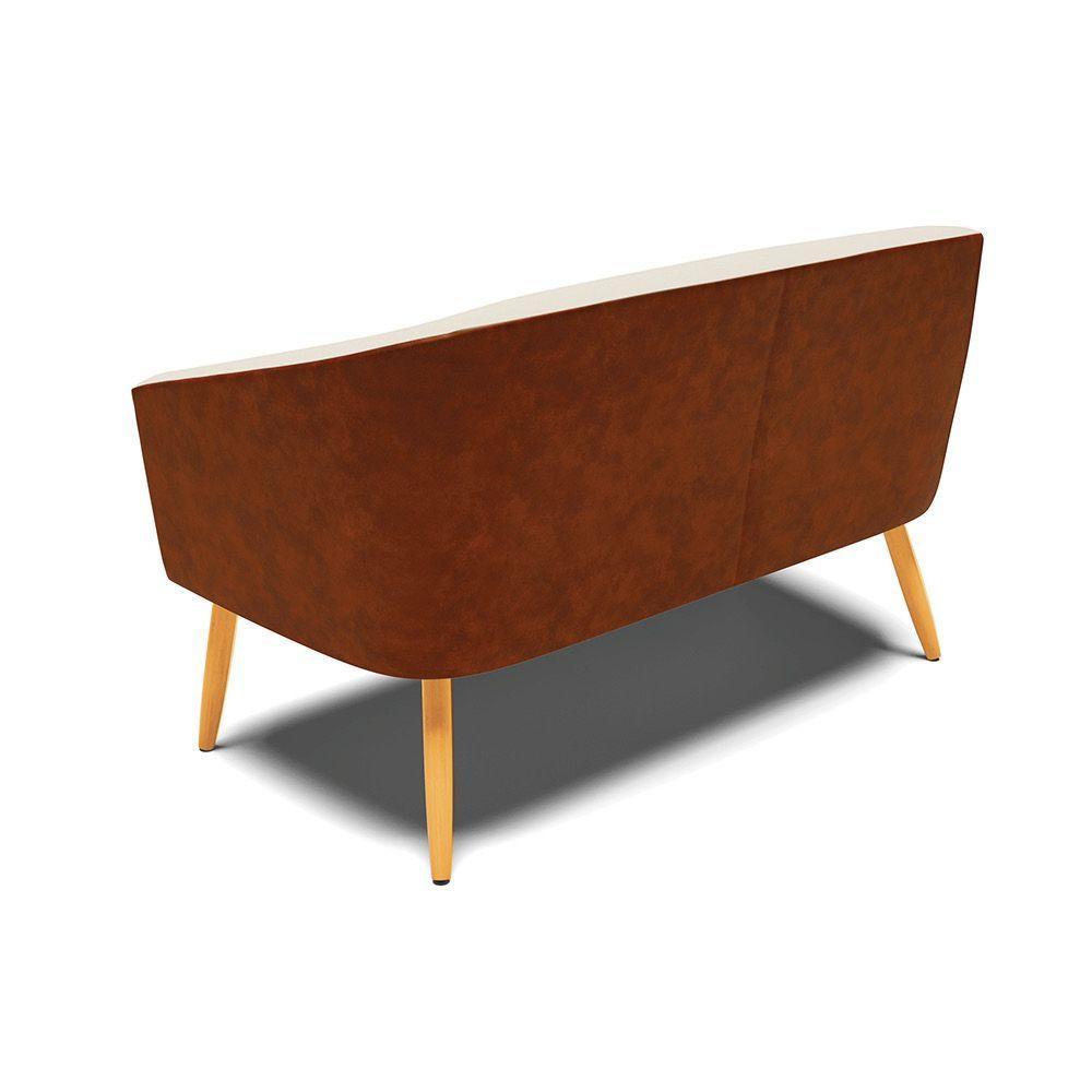 Namoradeira 02 Lugares Stella Corano Nozes Com Linho Bege A19 Pés Palito Castanho - D'rossi - 9