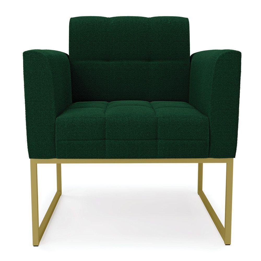 Poltrona Sala De Estar Industrial Dourado Elisa Bouclê Verde D03 - D'rossi - 3