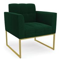 Poltrona Sala De Estar Industrial Dourado Elisa Bouclê Verde D03 - D'rossi - 1