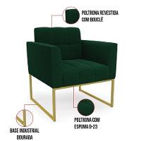 Poltrona Sala De Estar Industrial Dourado Elisa Bouclê Verde D03 - D'rossi - 5