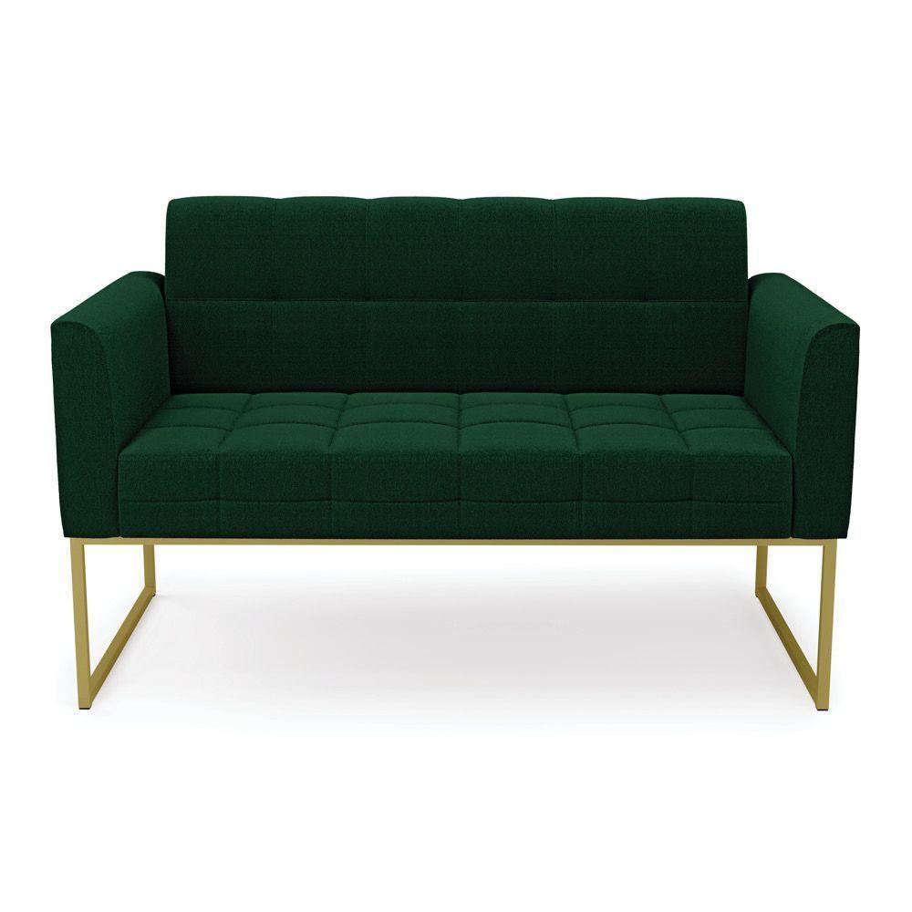 Sofá Namoradeira 2 Lugares Industrial Dourado Elisa Bouclê D03 - D'rossi Cor Verde - 5