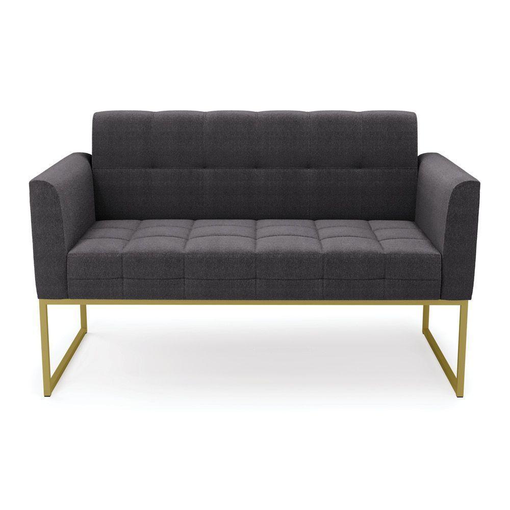 Sofá Namoradeira 2 Lugares Industrial Dourado Elisa Bouclê Grafite D03 - D'rossi - 3