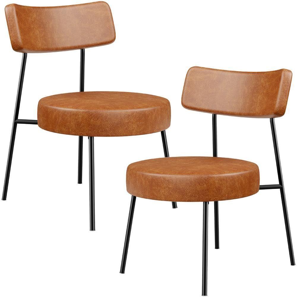 Kit 02 Poltronas Decorativas Para Sala De Estar Base Fixa Londres L02 Couríssimo Camel - Lyam - 1