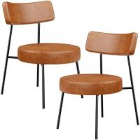 Kit 02 Poltronas Decorativas Para Sala De Estar Base Fixa Londres L02 Couríssimo Camel - Lyam - 1