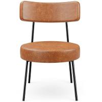 Kit 02 Poltronas Decorativas Para Sala De Estar Base Fixa Londres L02 Couríssimo Camel - Lyam - 3