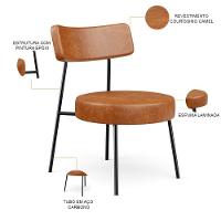 Kit 02 Poltronas Decorativas Para Sala De Estar Base Fixa Londres L02 Couríssimo Camel - Lyam - 8