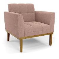 Poltrona Sala Base Madeira Fixa Castanho Elisa Bouclê D03 - D'rossi Cor Rose - 1