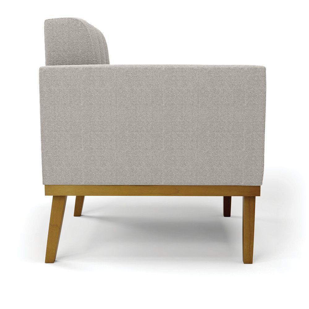 Poltrona Sala Base Madeira Fixa Castanho Kit 2 Elisa Bouclê D03 - D'rossi Cor Cinza - 2