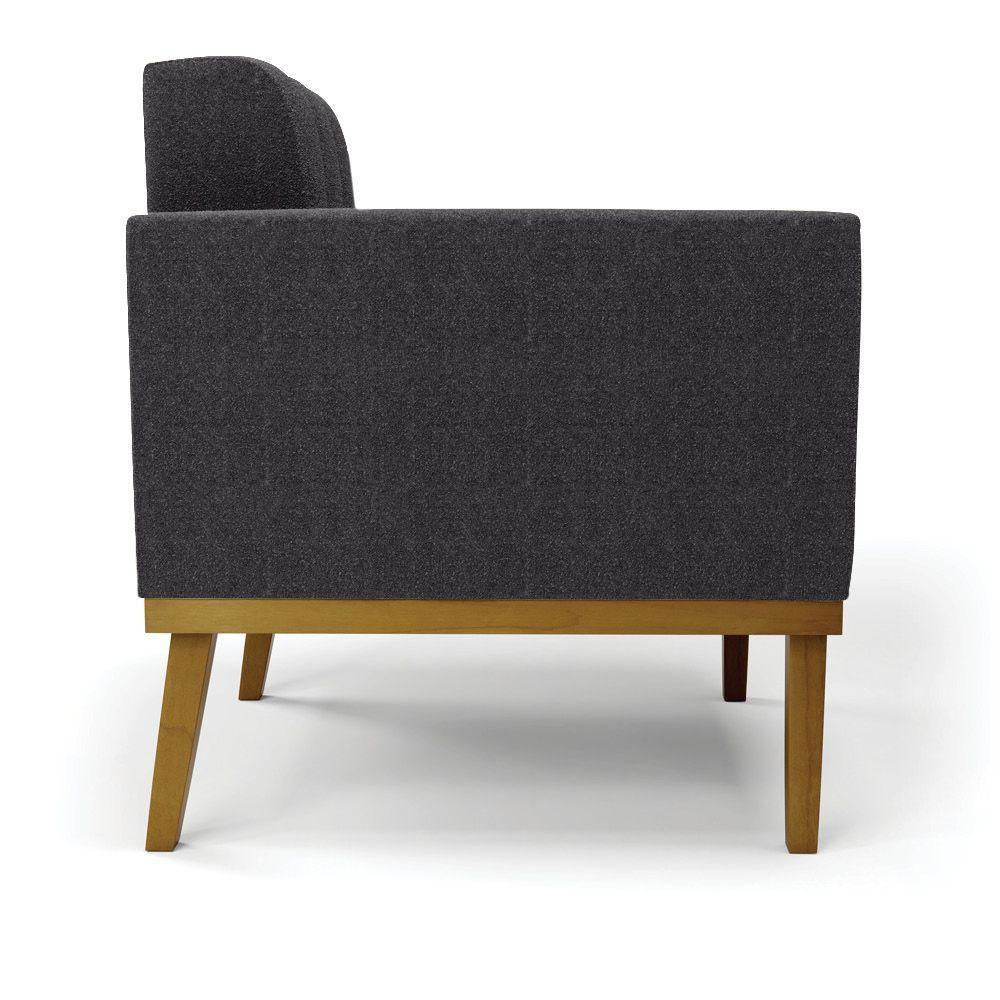 Poltrona Sala Base Madeira Fixa Castanho Kit 2 Elisa Bouclê D03 - D'rossi Cor Grafite - 2