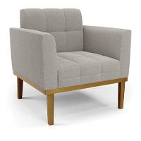 Poltrona Sala Base Madeira Fixa Castanho Kit 2 Elisa Bouclê Cinza D03 - D'rossi - 3