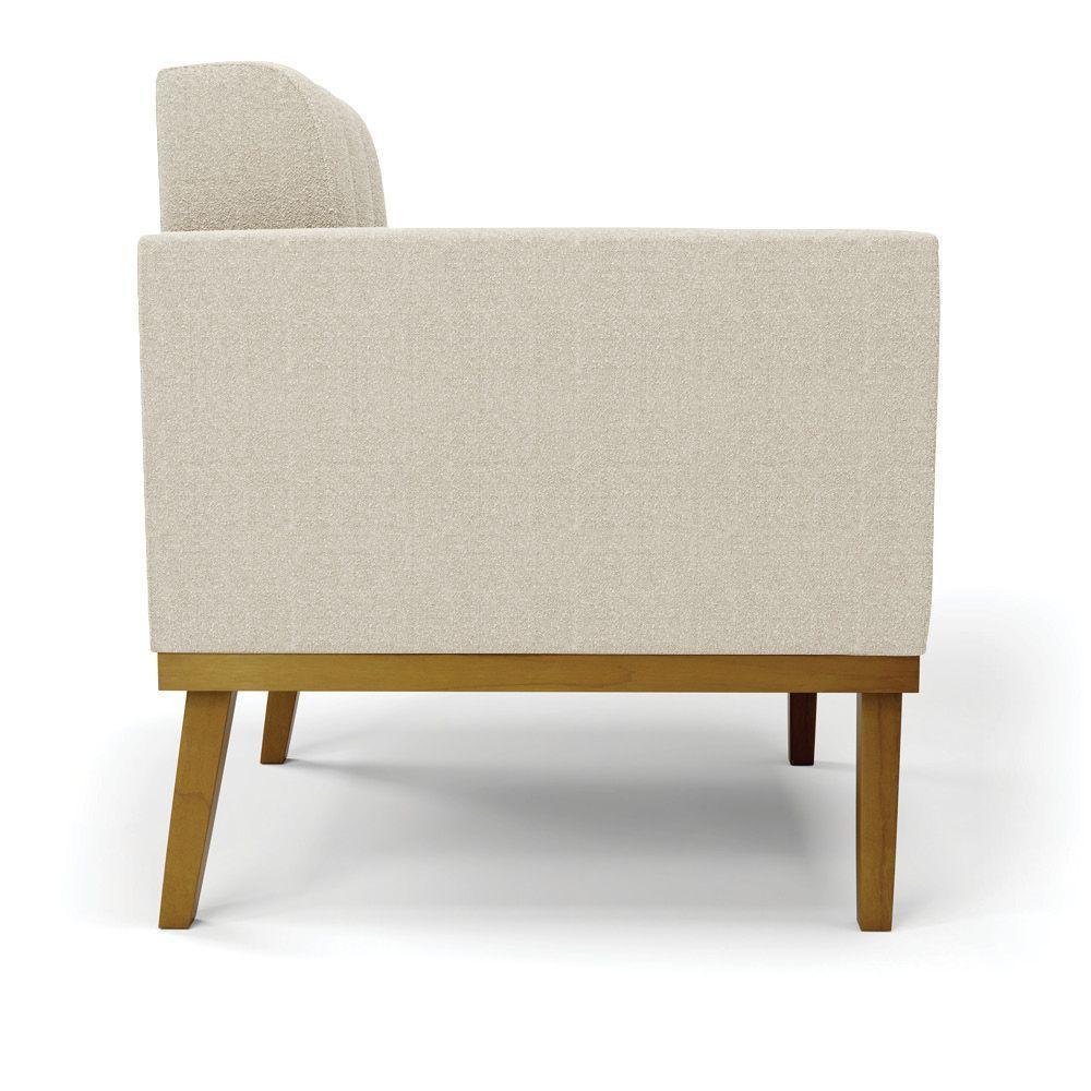 Poltrona Sala Base Madeira Fixa Castanho Kit 2 Elisa Bouclê Bege D03 - D'rossi - 2