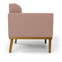 Poltrona Sala Base Madeira Fixa Castanho Kit 2 Elisa Bouclê Rosê D03 - D'rossi - 2