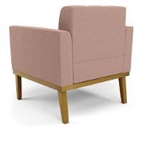 Poltrona Sala Base Madeira Fixa Castanho Kit 2 Elisa Bouclê Rosê D03 - D'rossi - 5