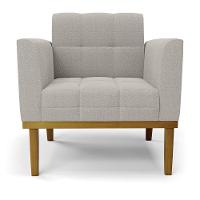 Poltrona Sala Base Madeira Fixa Castanho Elisa Bouclê D03 - D'rossi Cor Cinza - 3