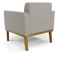 Poltrona Sala Base Madeira Fixa Castanho Elisa Bouclê D03 - D'rossi Cor Cinza