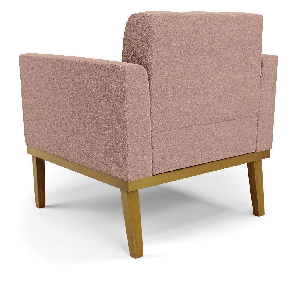 Poltrona Sala Base Madeira Fixa Castanho Kit 2 Elisa Bouclê D03 - D'rossi Cor Rose - 5