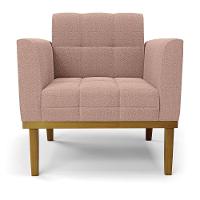 Poltrona Sala Base Madeira Fixa Castanho Kit 2 Elisa Bouclê D03 - D'rossi Cor Rose