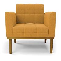 Poltrona Sala Base Madeira Fixa Castanho Elisa Bouclê D03 - D'rossi Cor Mostarda - 3