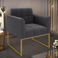 Poltrona Sala De Estar Industrial Dourado Elisa Bouclê Grafite D03 - D'rossi - 2