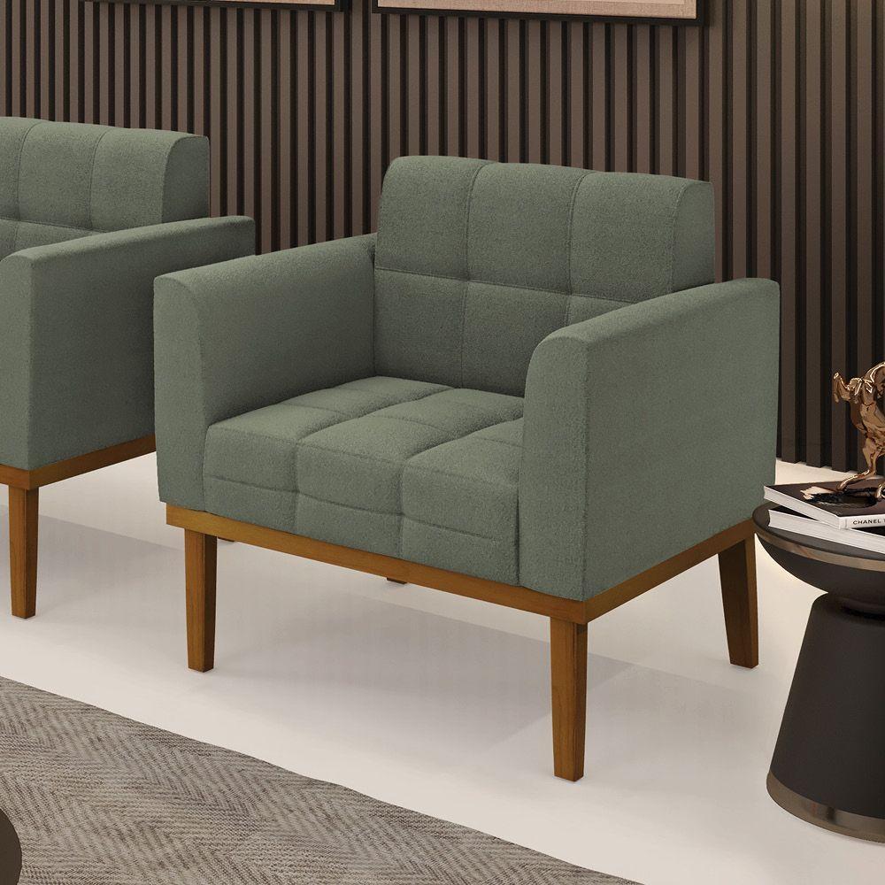 Poltrona Sala Base Madeira Fixa Castanho Elisa Bouclê D03 - D'rossi Cor Menta - 6