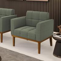 Poltrona Sala Base Madeira Fixa Castanho Elisa Bouclê D03 - D'rossi Cor Menta - 6