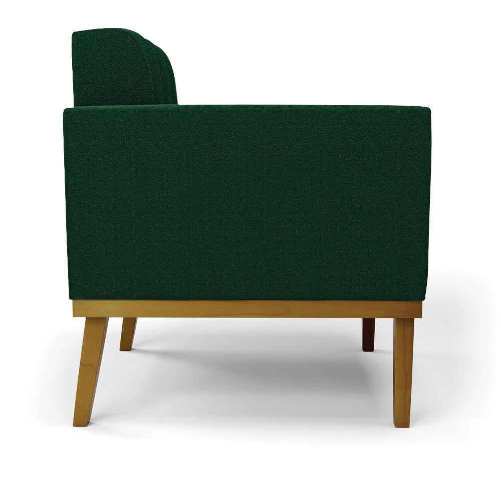 Poltrona Sala Base Madeira Fixa Castanho Elisa Bouclê D03 - D'rossi Cor Verde - 2