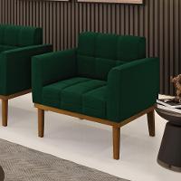 Poltrona Sala Base Madeira Fixa Castanho Elisa Bouclê D03 - D'rossi Cor Verde - 6