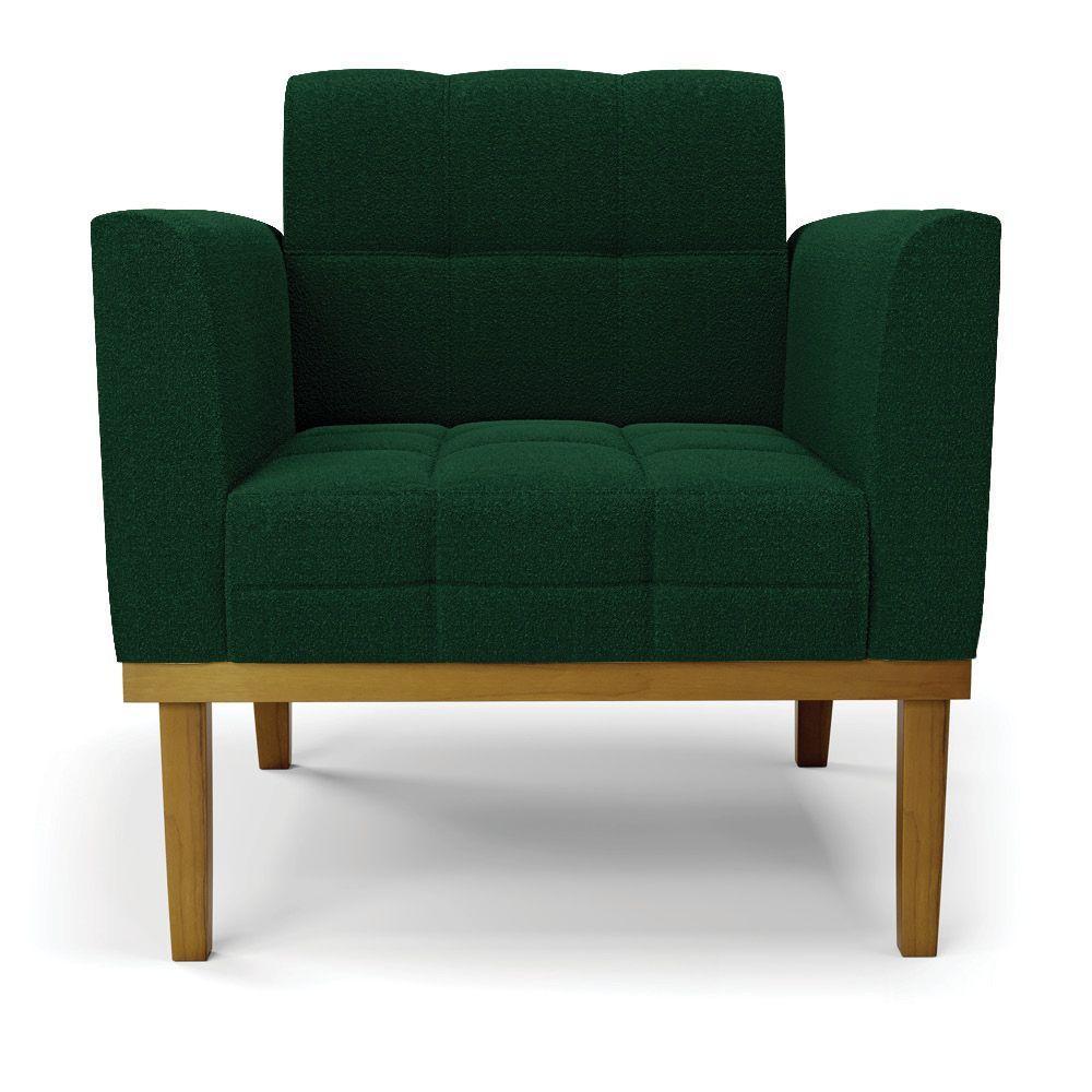 Poltrona Sala Base Madeira Fixa Castanho Kit 2 Elisa Bouclê D03 - D'rossi Cor Verde - 4