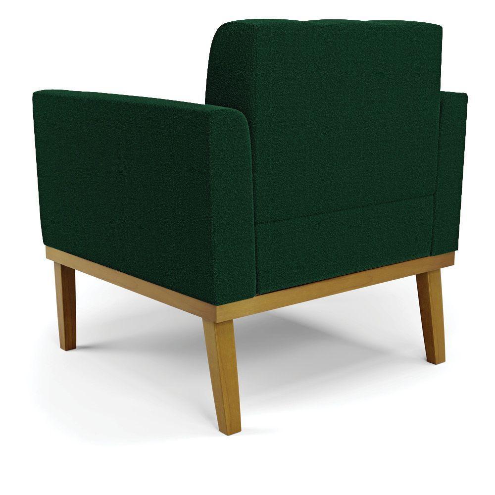 Poltrona Sala Base Madeira Fixa Castanho Kit 2 Elisa Bouclê D03 - D'rossi Cor Verde - 5