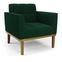 Poltrona Sala Base Madeira Fixa Castanho Kit 2 Elisa Bouclê D03 - D'rossi Cor Verde - 3