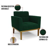 Poltrona Sala Base Madeira Fixa Castanho Kit 2 Elisa Bouclê D03 - D'rossi Cor Verde - 6