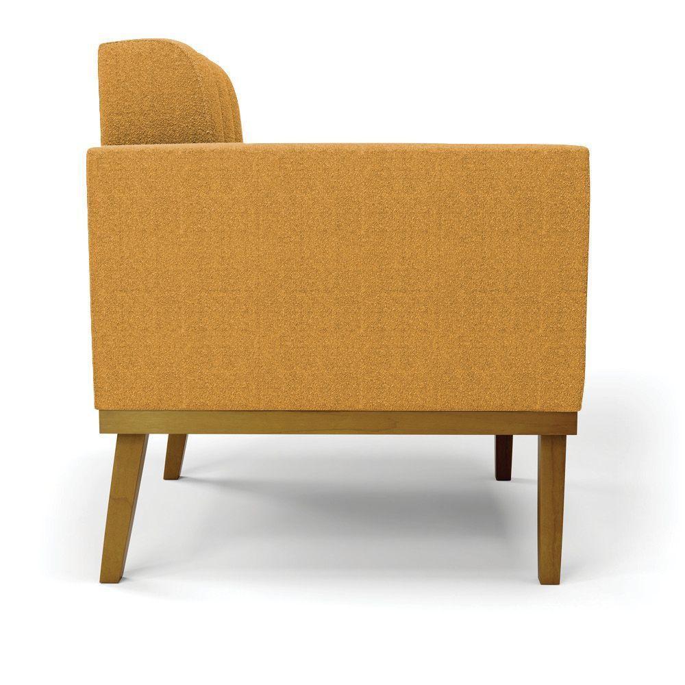 Poltrona Sala Base Madeira Fixa Castanho Kit 2 Elisa Bouclê D03 - D'rossi Cor Mostarda - 2