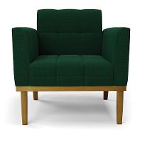 Poltrona Sala Base Madeira Fixa Castanho Kit 2 Elisa Bouclê Verde D03 - D'rossi