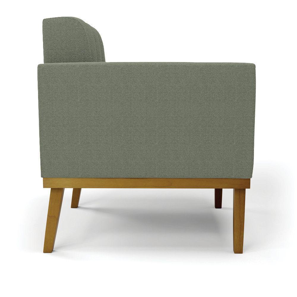 Poltrona Sala Base Madeira Fixa Castanho Kit 2 Elisa Bouclê Menta D03 - D'rossi - 2