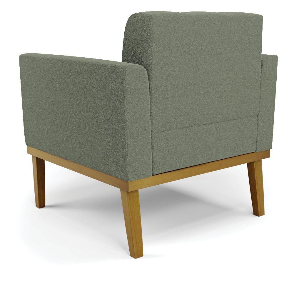 Poltrona Sala Base Madeira Fixa Castanho Kit 2 Elisa Bouclê Menta D03 - D'rossi - 5