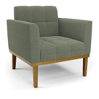 Poltrona Sala Base Madeira Fixa Castanho Kit 2 Elisa Bouclê Menta D03 - D'rossi - 3