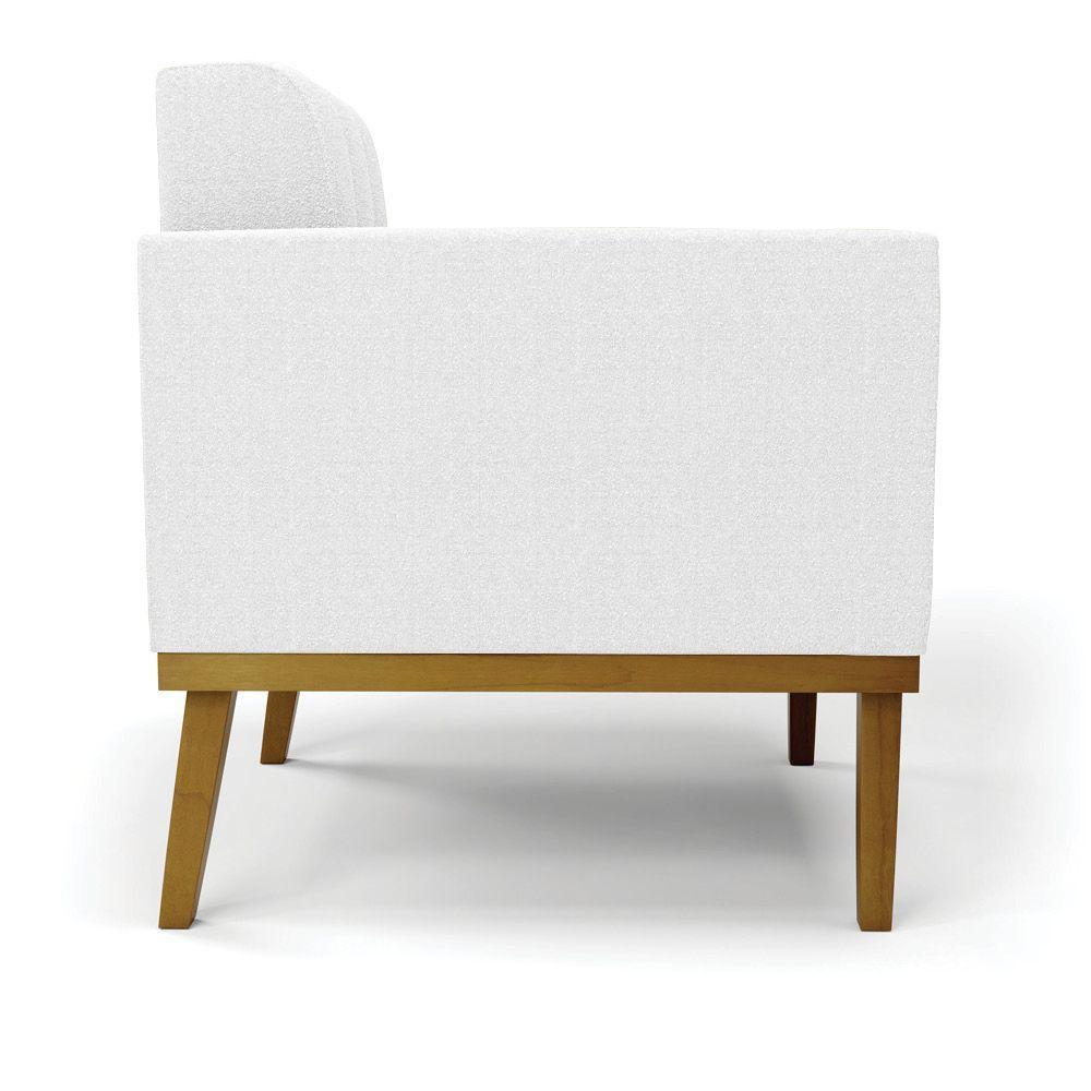 Poltrona Sala Base Madeira Fixa Castanho Elisa Bouclê Off White D03 - D'rossi - 2