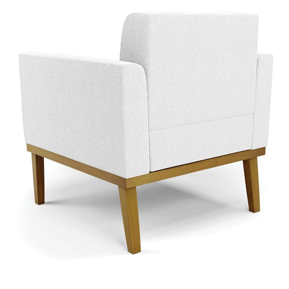 Poltrona Sala Base Madeira Fixa Castanho Elisa Bouclê Off White D03 - D'rossi - 4