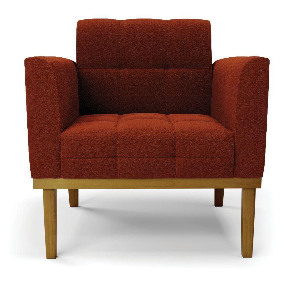 Poltrona Sala Base Madeira Fixa Castanho Elisa Bouclê D03 - D'rossi Cor Terra - 3